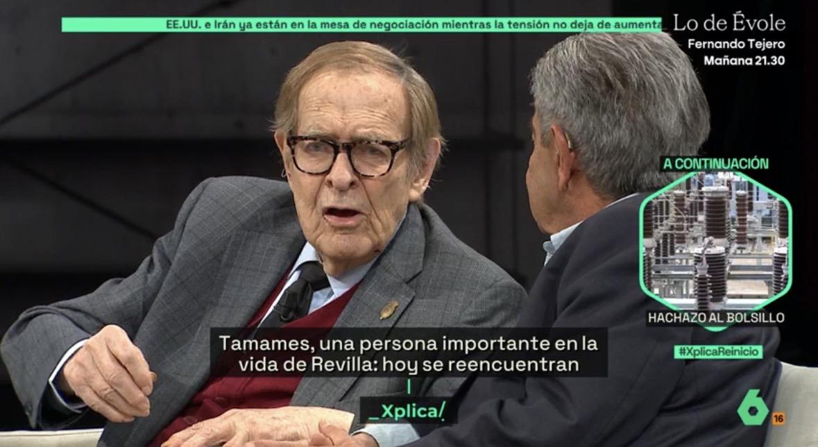 El economista Ramón Tamames, durante su intervención en ‘laSexta Xplica’. LaSexta.