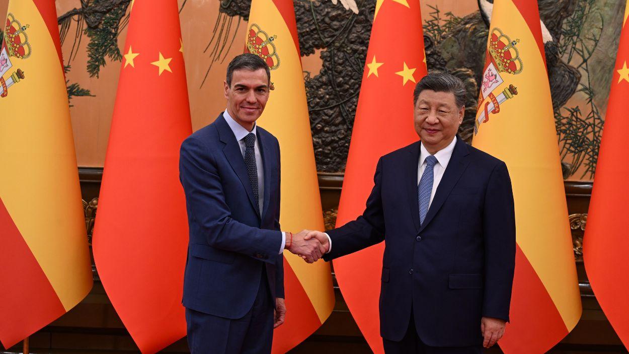 Pedro Sánchez y Xi Jinping en Pekín. Moncloa.