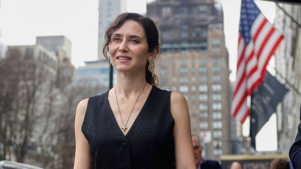 La presidenta de la Comunidad de Madrid, Isabel Díaz Ayuso, en uno de sus viajes a Estados Unidos. EP