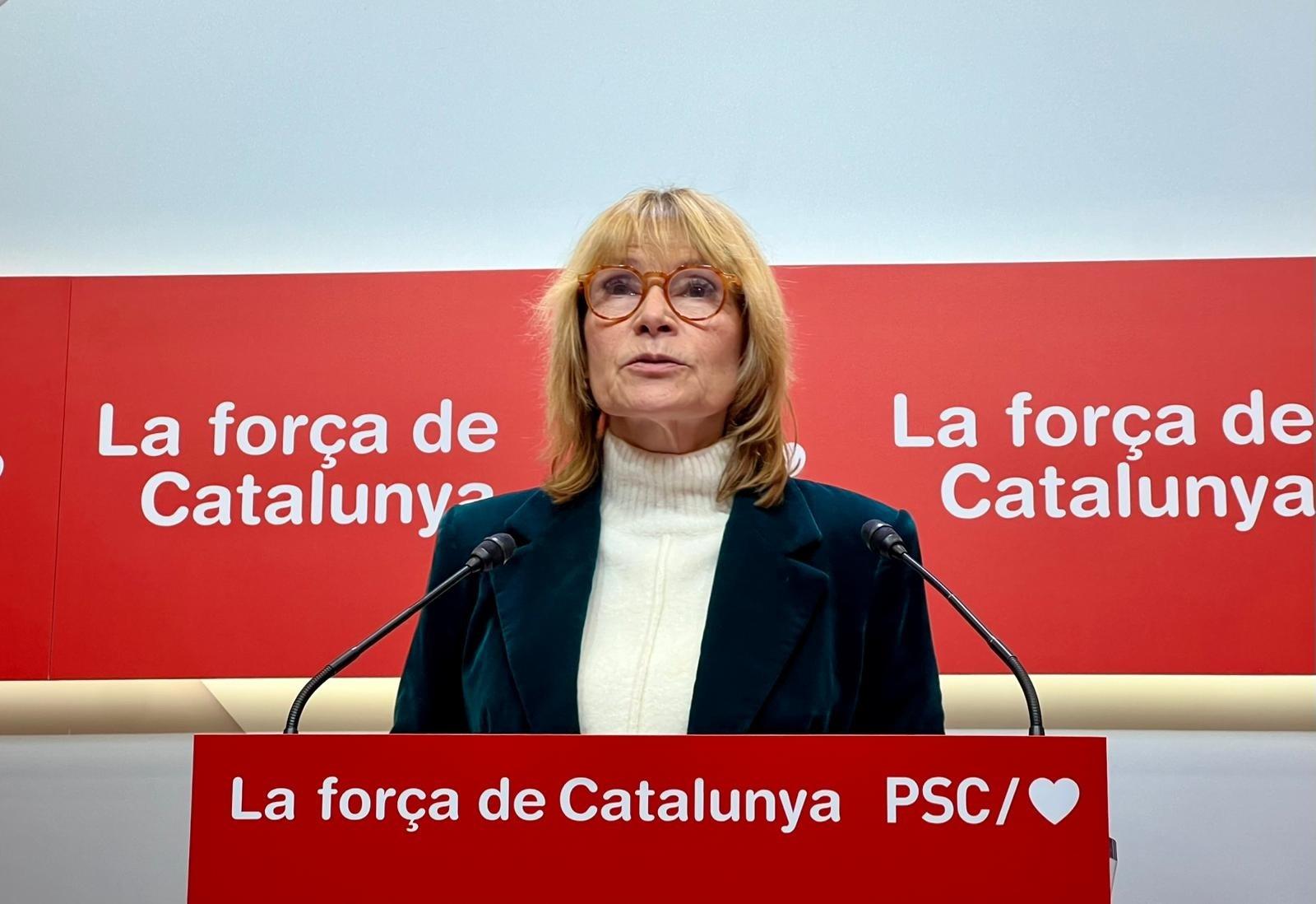 La viceprimera secretaria y portavoz del PSC, Lluïsa Moret, en una rueda de prensa, a 13 de abril de 2026. EP