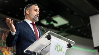 Santiago Abascal en rueda de prensa. EP