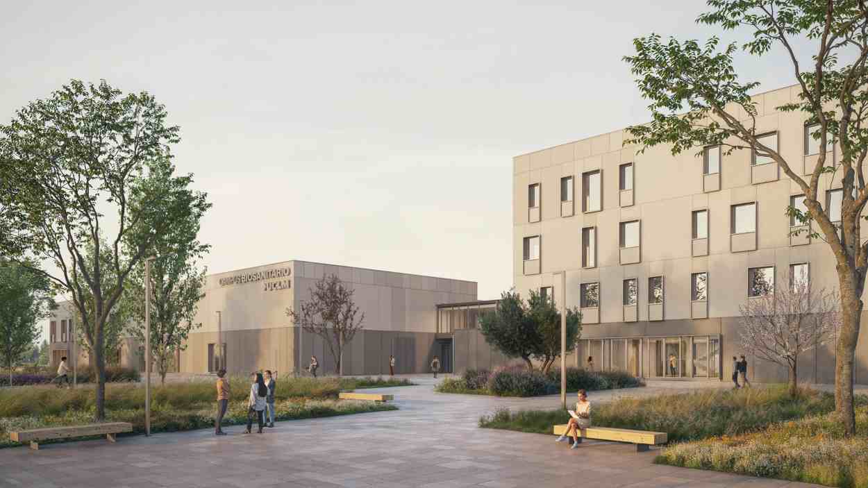 Render de cómo será el futuro Campus Biosanitario de la UCLM. Ramón Esteve Estudio.
