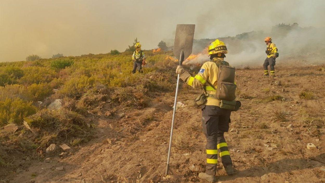 Efectivos del Infocam en la extinción del fuego de Peñalba de la Sierra, Guadalajara. JCCM.