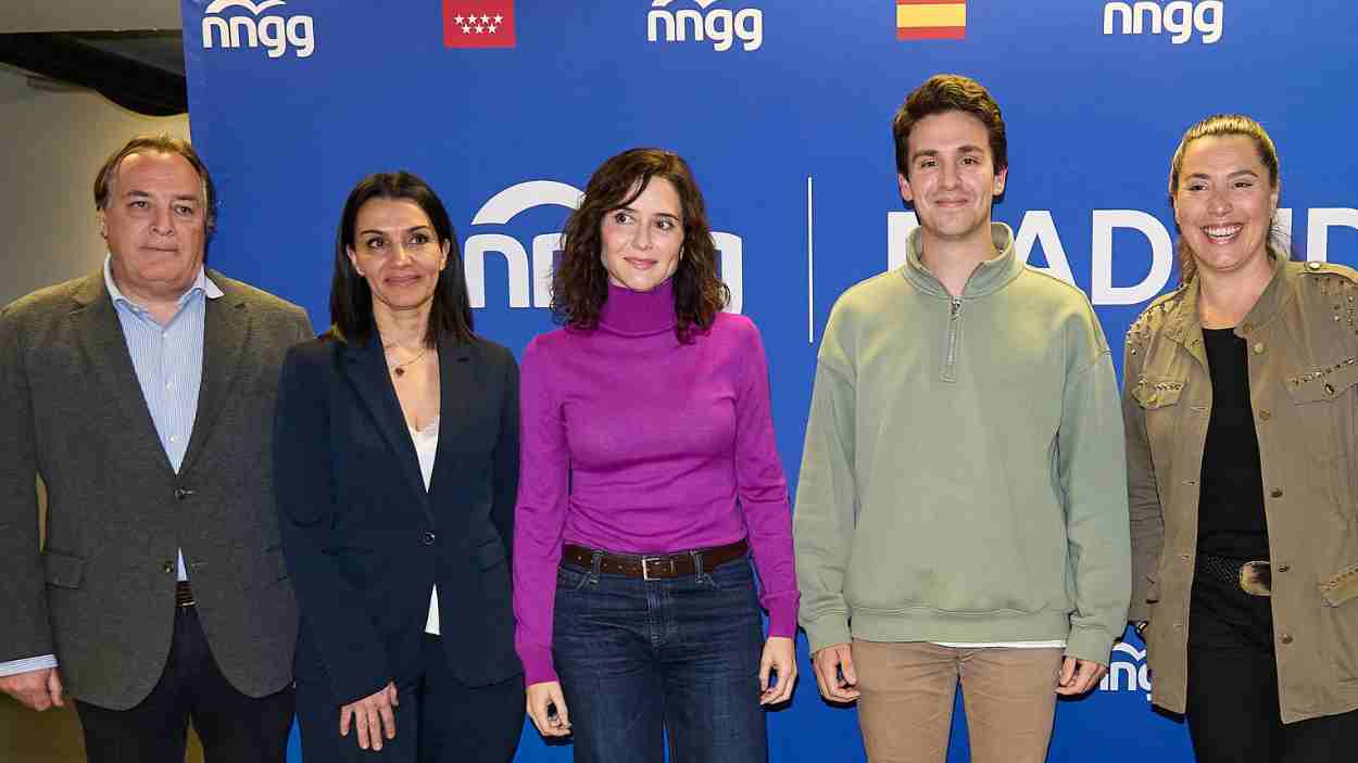 La presidenta de la Comunidad de Madrid y del PP de Madrid, Isabel Díaz Ayuso, jdurante la clausura la II Jornada Interuniversitaria de NNGG. EP
