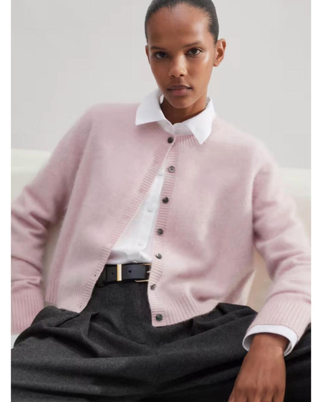 Cardigan color rosa ceniza 