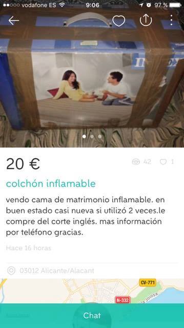 Captura colchón Wallapop Captura colchón Wallapop