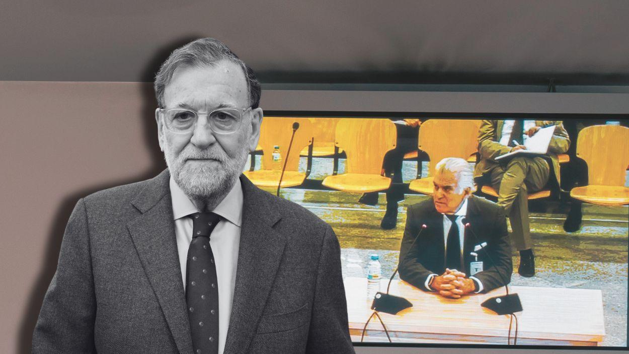 Fotomontaje de Luis Bárcenas en el juicio de la Kitchen y el expresidente del Gobierno, Mariano Rajoy. EP.