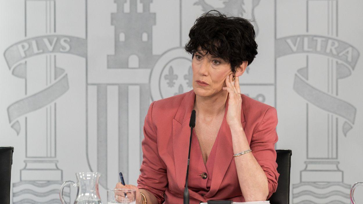 La ministra Portavoz, Elma Saiz, durante una rueda de prensa posterior al Consejo de Ministros. EP.