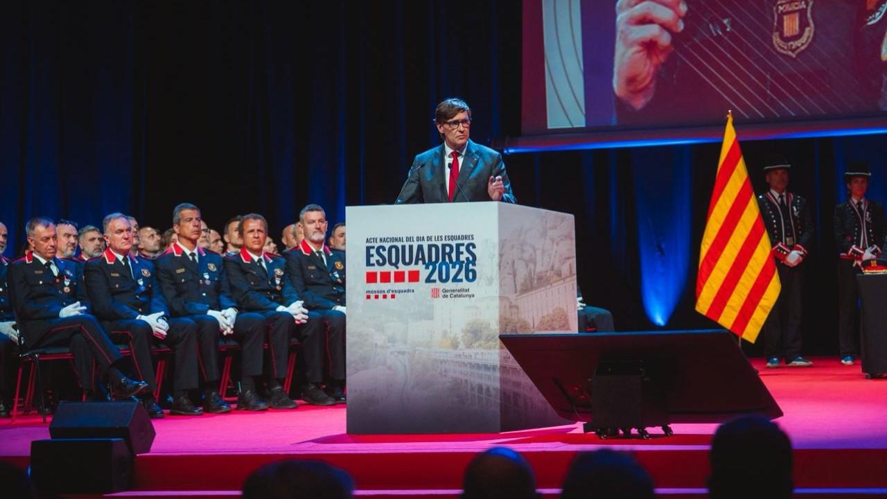 El presidente de la Generalitat, Salvador Illa, durante el acto del Dia de les Esquadres 2026. Arnau Carbonell