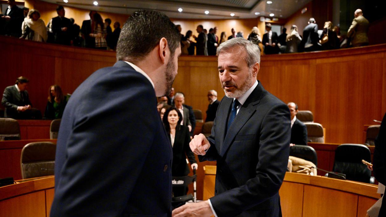 El líder del Partido Popular en Aragón, Jorge Azcón, y el líder de Vox en Aragón, Alejandro Nolasco. EP.