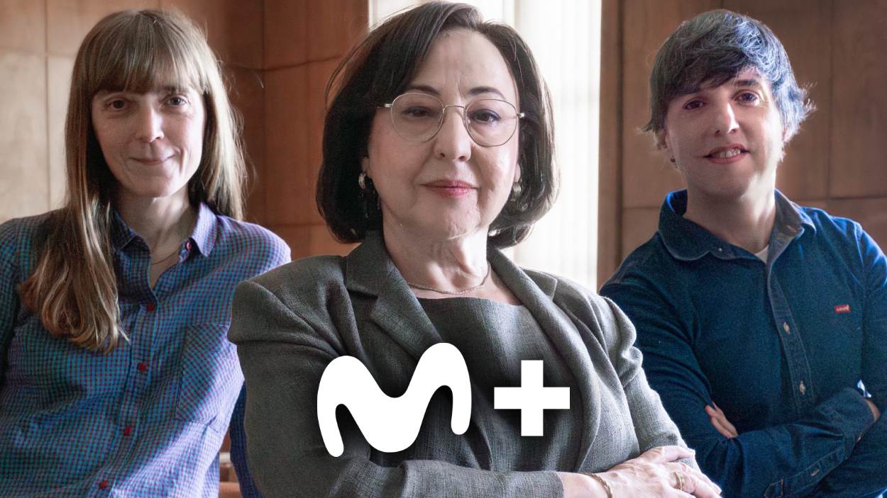 Carmen Machi junto a Elena Trapé y Diego San José en el rodaje de 'Celeste' (MOVISTAR PLUS+)