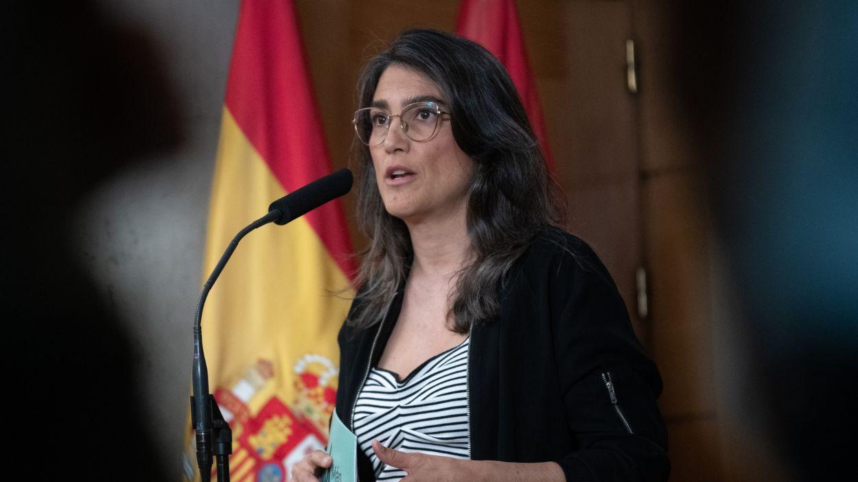 La portavoz de Más Madrid Manuela Bergerot en la Asamblea regional. EP