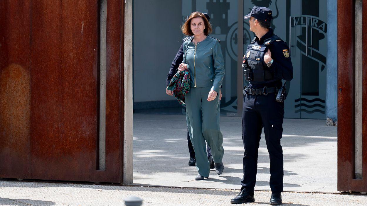 La expresidenta de Castilla La Mancha, María Dolores de Cospedal, a su salida de la Audiencia Nacional. EP.