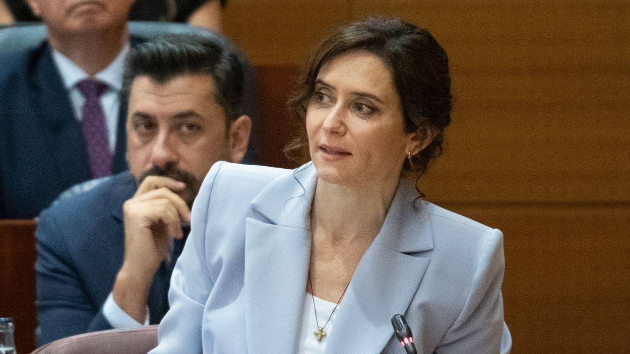 La presidenta de la Comunidad de Madrid, Isabel Díaz Ayuso, en la Asamblea. EP