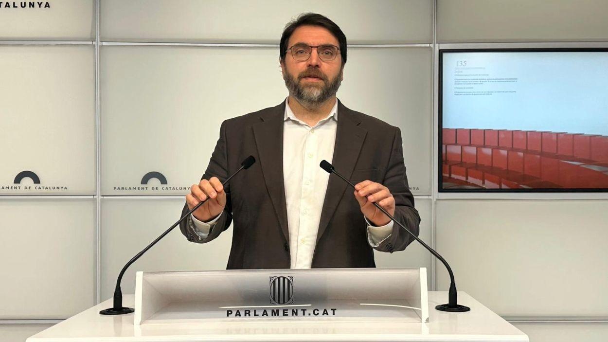El presidente del grupo parlamentario del PSC, Ferran Pedret, durante una rueda de prensa en el Parlament de Cataluña, a 27 de enero de 2026. EP 
