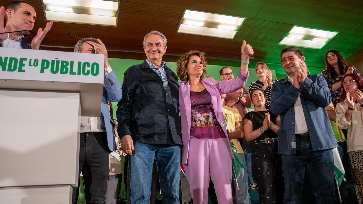 María Jesús Montero y José Luis Rodríguez Zapatero, en el acto público del PSOE celebrado en Jaén.