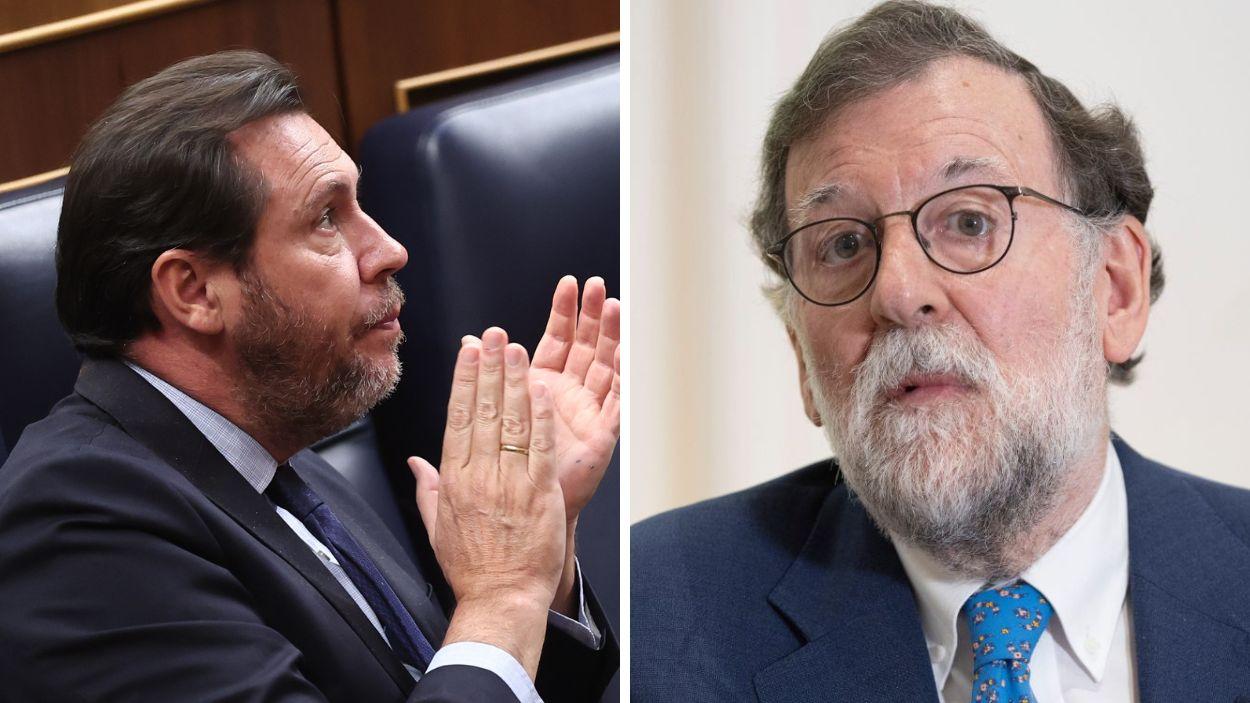 El ministro de Transportes, Óscar Puente y el expresidente del Gobierno Mariano Rajoy. EP.