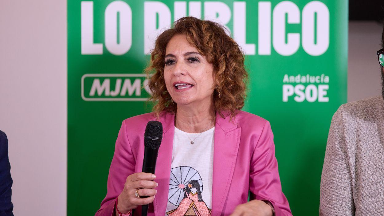 La secretaria general del PSOE-A y candidata a la Presidencia de la Junta, María Jesús Montero, en Chiclana / PSOE-A