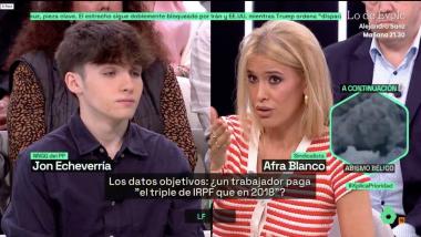 Jon Echeverría y la sindicalista Afra Blanco. laSexta Xplica.