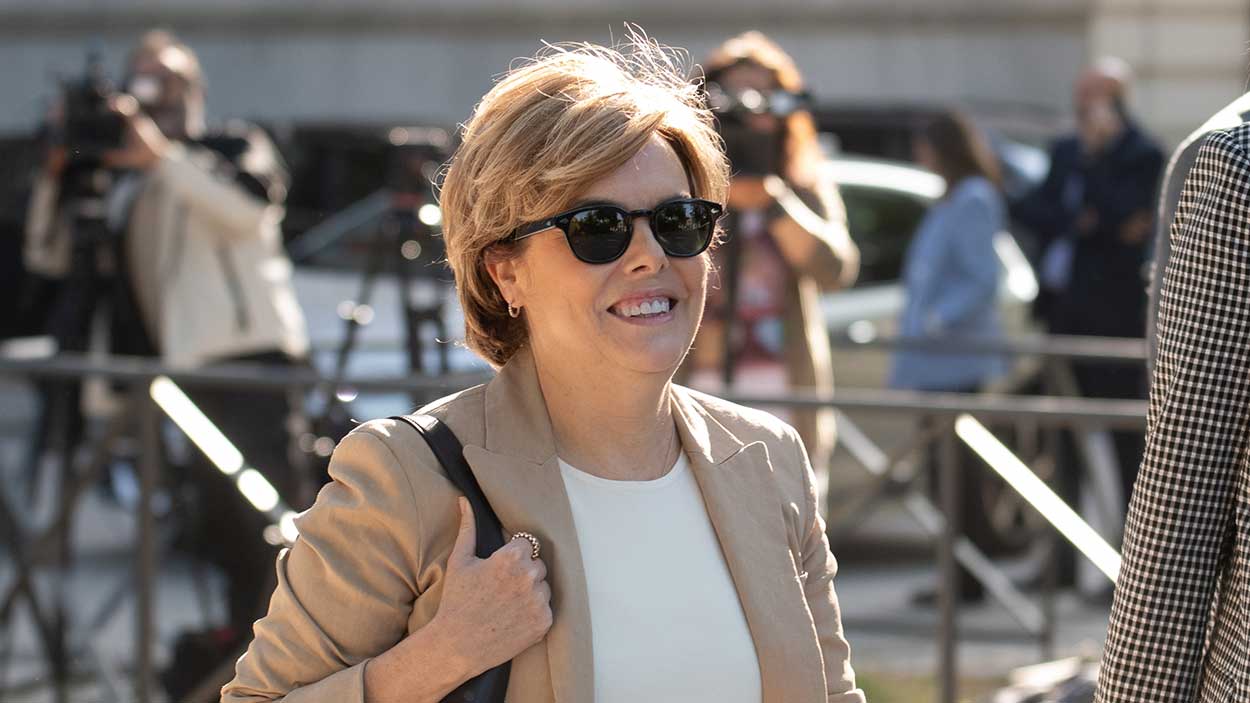 Soraya Sáenz de Santamaría, a su llegada a la Audiencia Nacional. EP