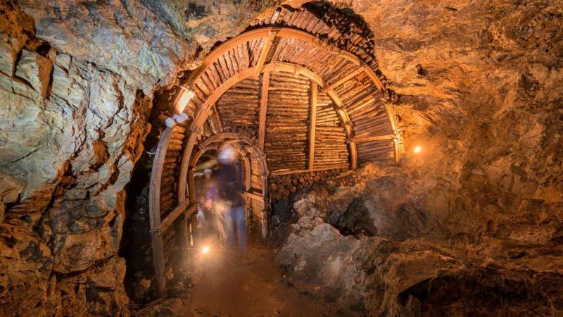 Galería subterránea de la mina de Almadén, una de las visitas más impactantes del recorrido.