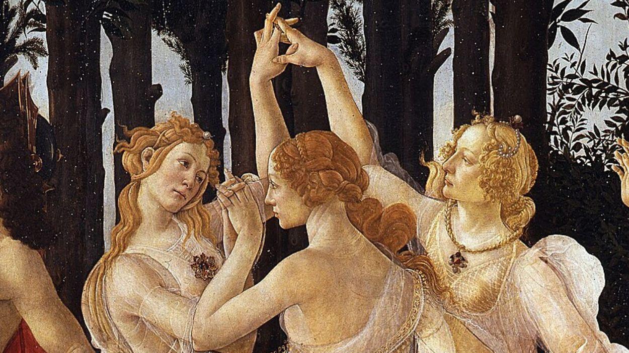 Las tres Gracias, representadas en La primavera de Sandro Boticelli