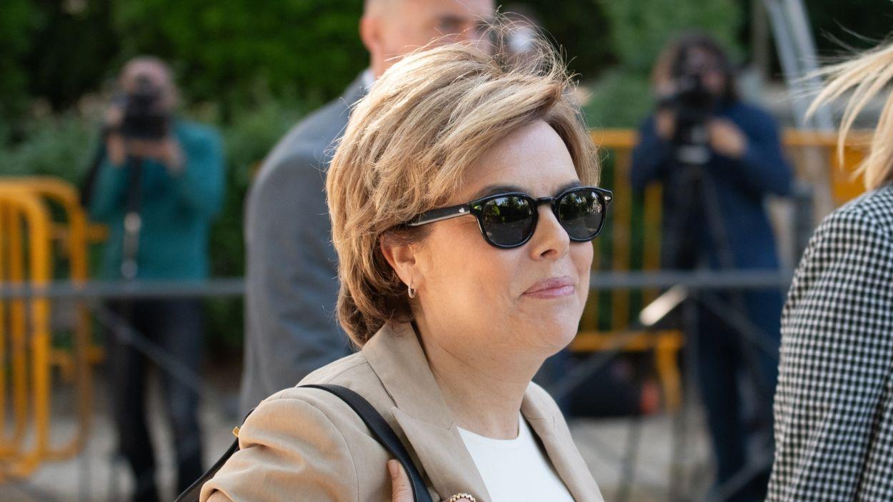 La exvicepresidenta del Gobierno, Soraya Sáenz de Santamaría, a su llegada a la Audiencia Nacional. EP