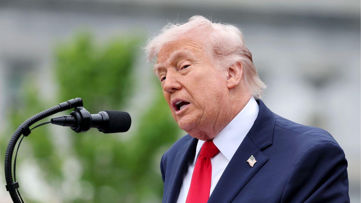 El presidente de Estados Unidos, Donald Trump, durante un acto organizado en las inmediaciones de la Casa Blanca. EP.