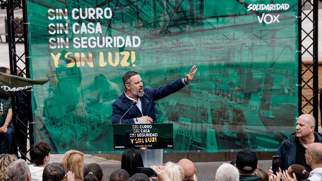 El presidente de Vox, Santiago Abascal y el sindicato  Solidaridad EP.
