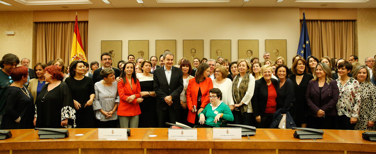 Acto de conmemoración de los 10 años de la Ley de Igualdad, con el expresidente José Luis Rodríguez Zapatero presente, en el Congreso