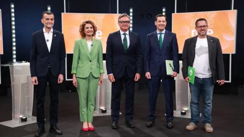Las izquierdas andaluzas, reforzadas en un debate donde Moreno no se pronuncia sobre los cribados o la corrupción de Almería y Vox no se ubica