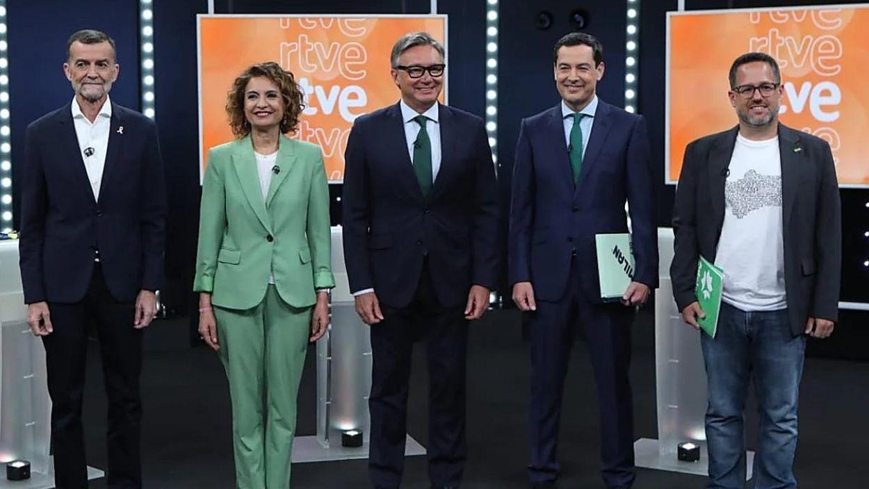 Foto de los candidatos en el debate de RTVE. Fuente: Redes Sociales 