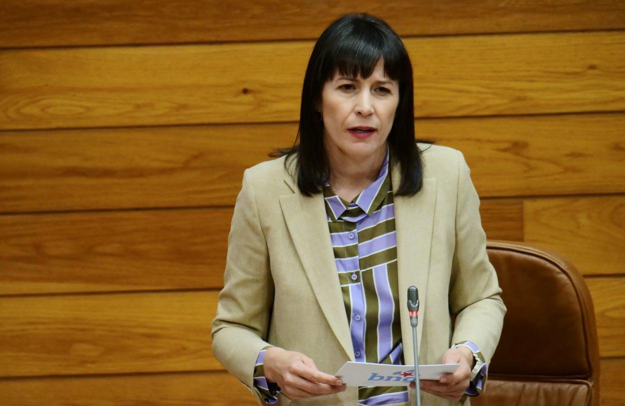 La líder del Bloque Nacionalista Galego, Ana Pontón, durante la sesión de control de hoy en el Parlamento de Galicia (Foto: BNG).