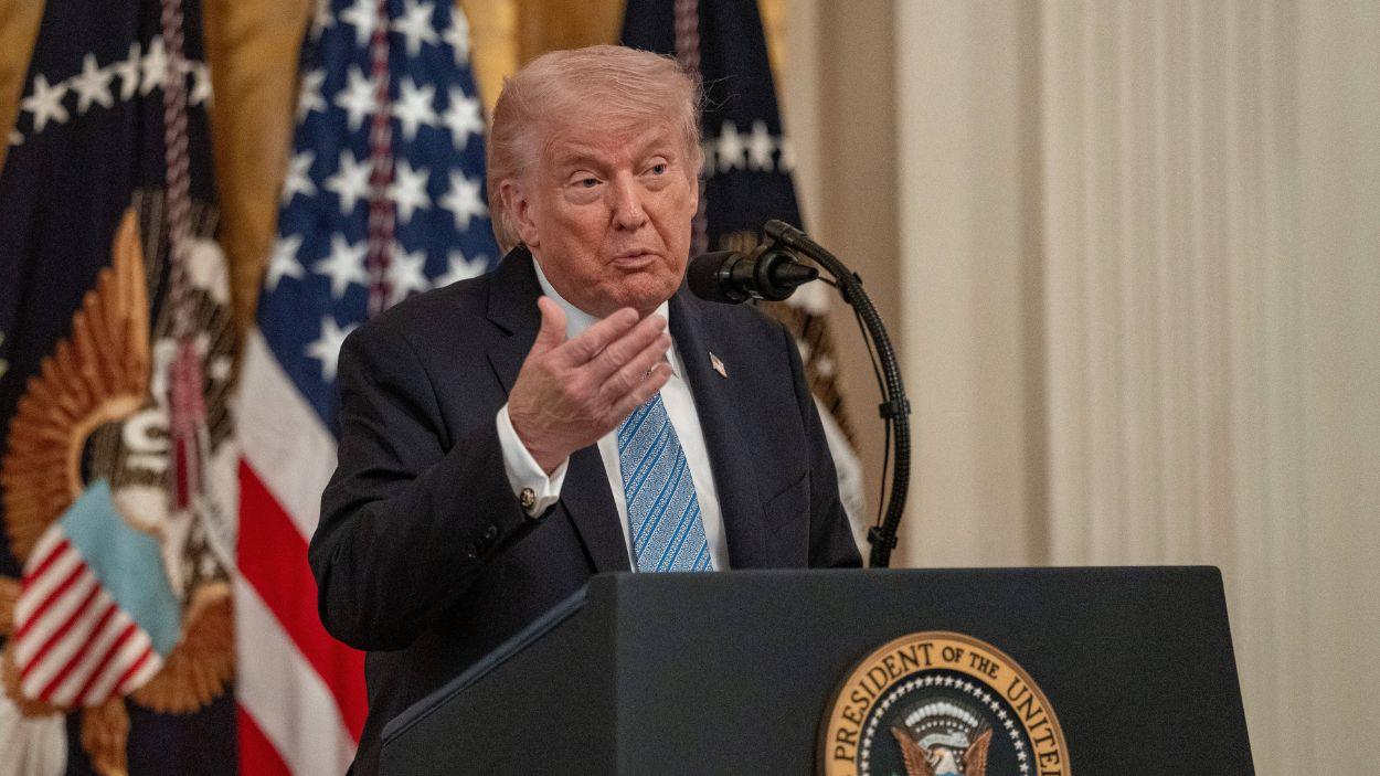 El presidente de Estados Unidos, Donald Trump, durante una comparecencia en la Casa Blanca. EP.