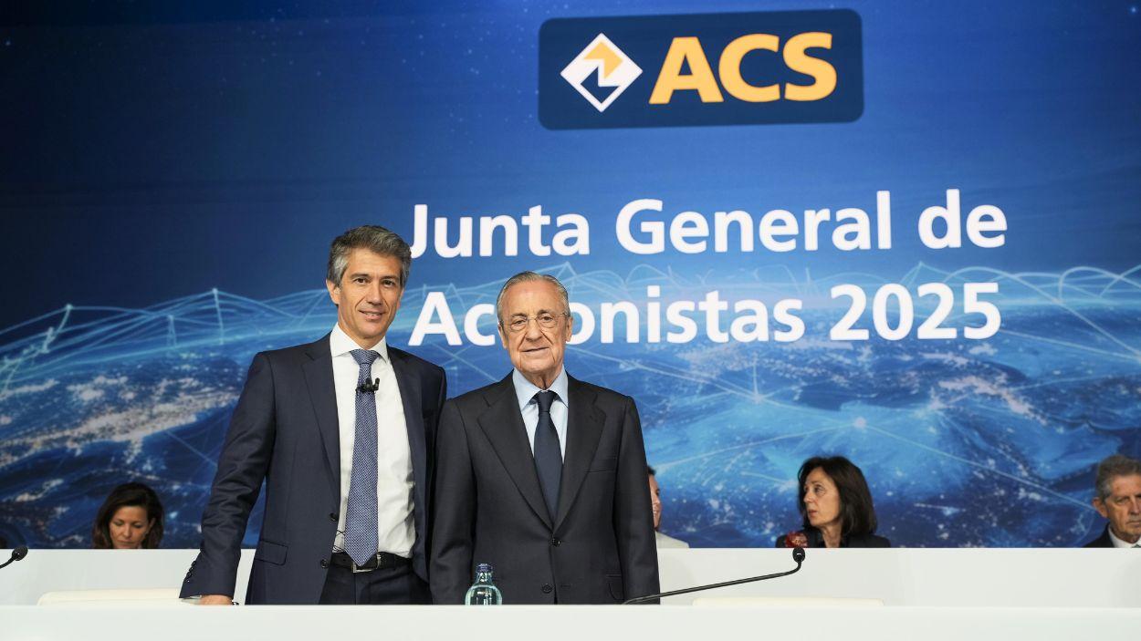 El CEO y el presidente de ACS, Juan Santamaría y Florentino Pérez,  en la Junta General de Accionistas del año pasado ©ACS