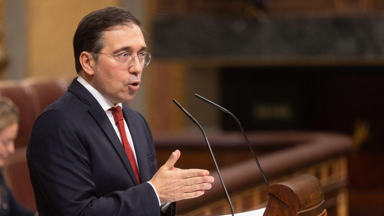 El ministro de Asuntos Exteriores, Unión Europea y Cooperación, José Manuel Albares, durante una comparecencia en el Congreso de los Diputados. EP