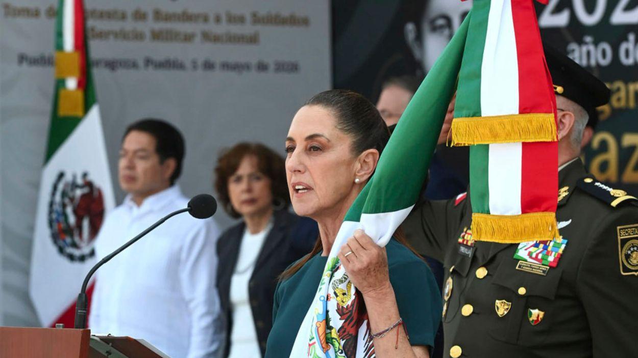 La presidenta de México, Claudia Sheimbaum, durante el 164 aniversario de la Batalla de Puebla. EP.