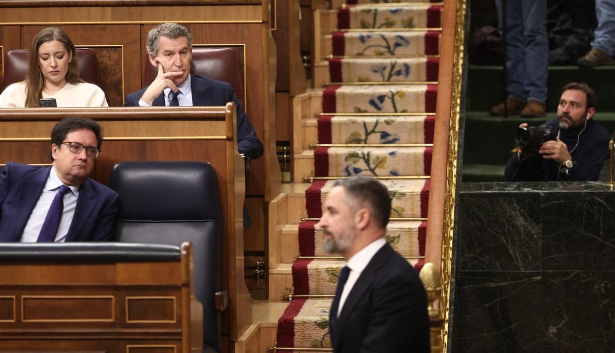 Alberto Núñez Feijóo y Santiago Abascal en el Congreso de los Diputados. EP
