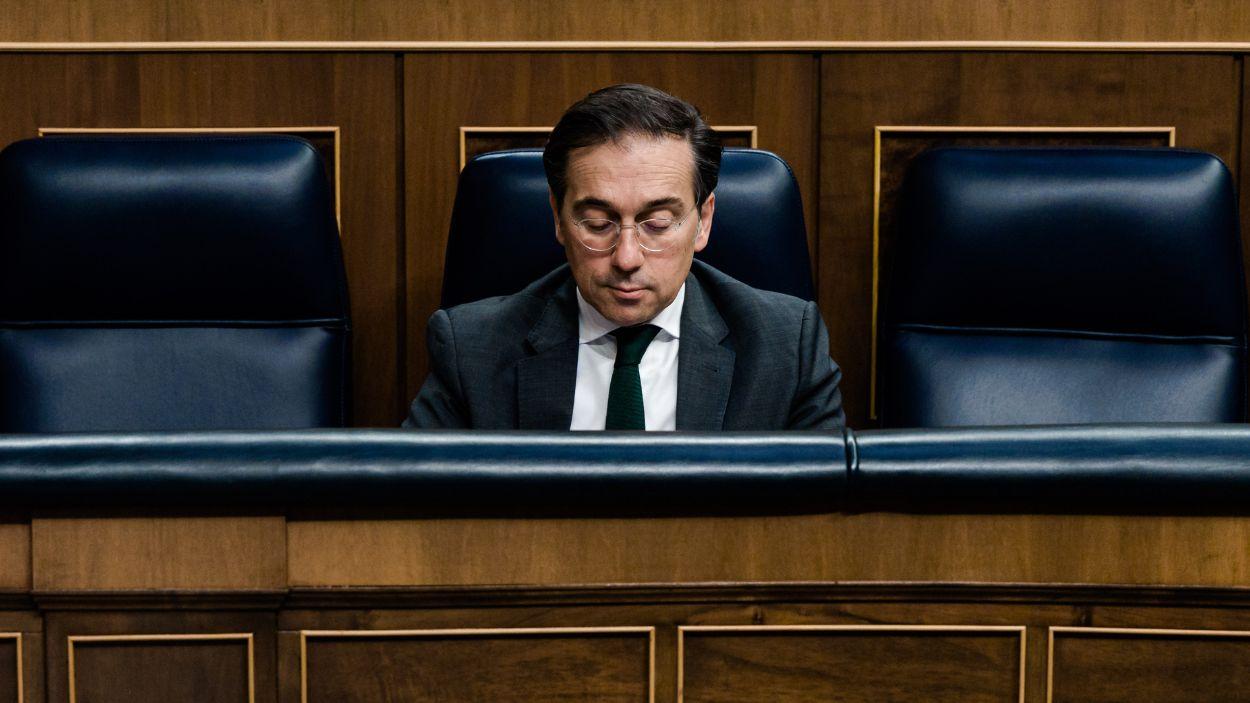 El ministro de Asuntos Exteriores, Unión Europea y Cooperación, José Manuel Albares, durante su comparecencia en el Congreso de los Diputados. EP