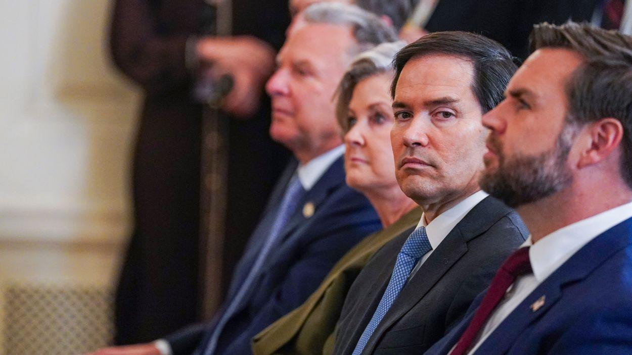  JD Vance y Marco Rubio, durante una rueda de prensa de Donald Trump. EP/Archivo.