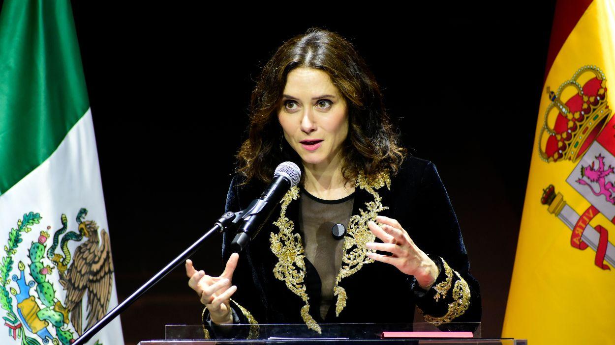 La presidenta de la Comunidad de Madrid, Isabel Díaz Ayuso, durante un acto de mestizaje y evangelización en Ciudad de México. EP.
