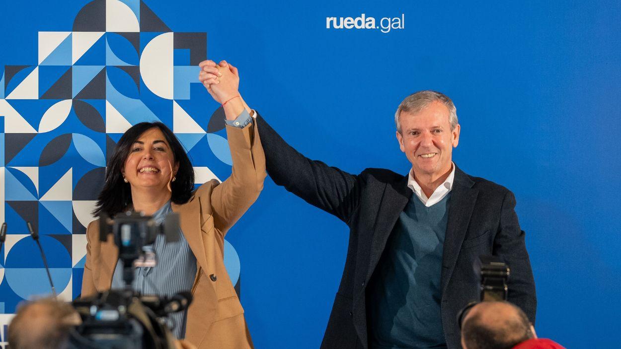 Elena Candia, nueva alcaldesa de Lugo y líder provincial del PP, y Alfonso Rueda, presidente de la Xunta y presidente del PP de Galicia. EP.