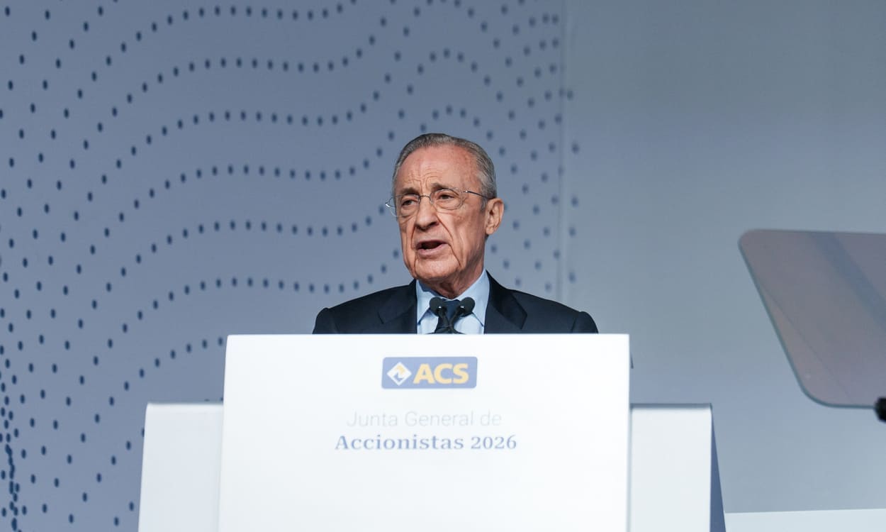 El presidente de ACS, Florentino Pérez, durante la junta de accionistas de ACS, en Ifema Madrid, a 8 de mayo de 2026, en Madrid (España). Matias Chiofalo/EP