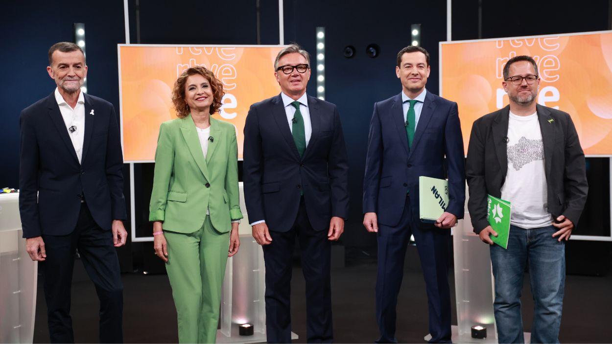 Los cinco candidatos a la Presidencia de la Junta de Andalucía durante el debate en RTVE / Archivo EP