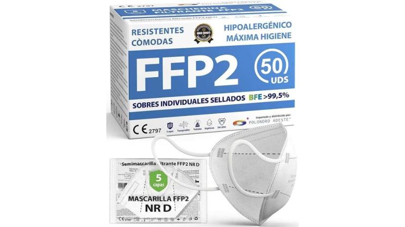 50 Mascarillas FFP2 Blancas con Certificado CE
