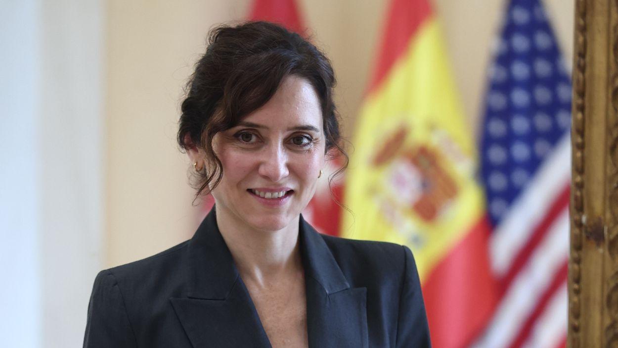 La presidenta de la Comunidad de Madrid, Isabel Díaz Ayuso, mantiene un encuentro con el alcalde de Dallas (Estados Unidos), Eric Johnson, a 30 de abril de 2026, en Madrid. EP.