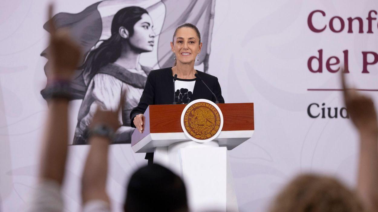La presidenta de México, Claudia Sheinbaum, durante una rueda de prensa. EP.