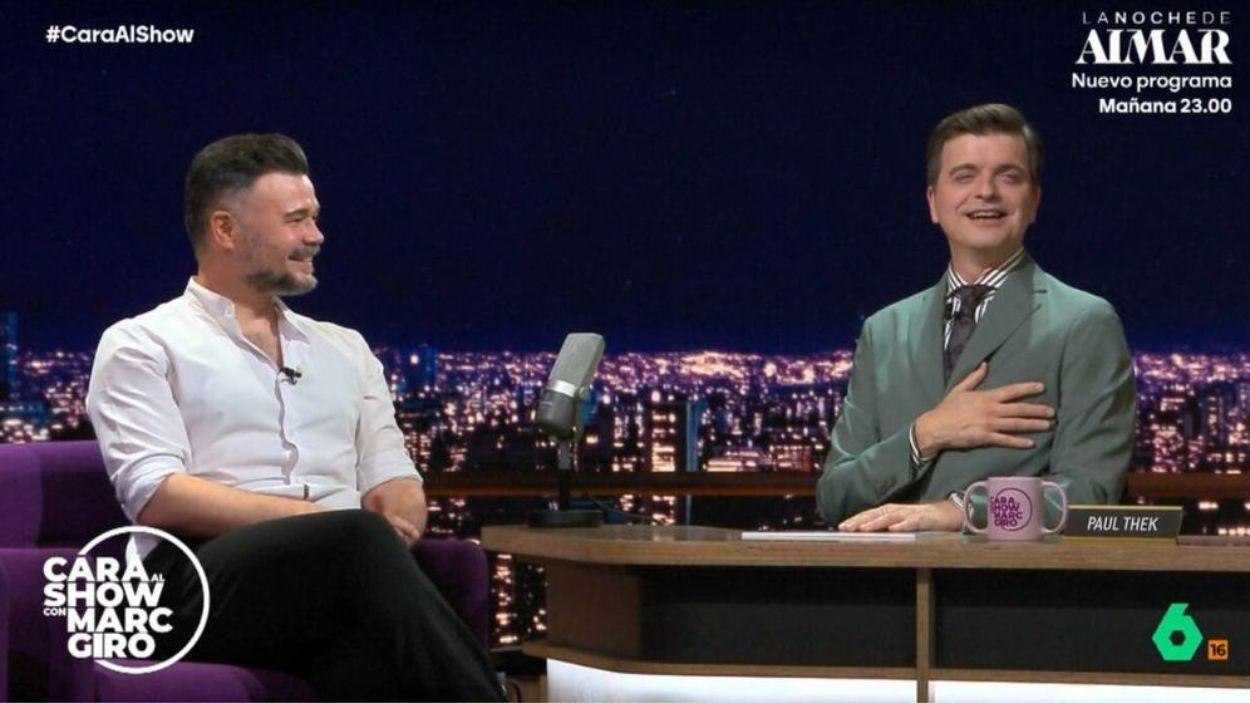 Gabriel Rufián y Marc Giró en 'Cara al show'. Atresmedia