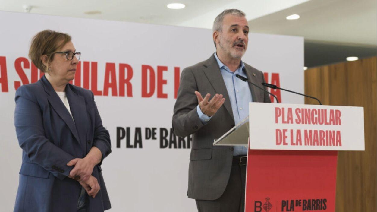 El alcalde de Barcelona, Jaume Collboni, en la presentación del plan singular de barrios de la Marina. Ayuntamiento de Barcelona