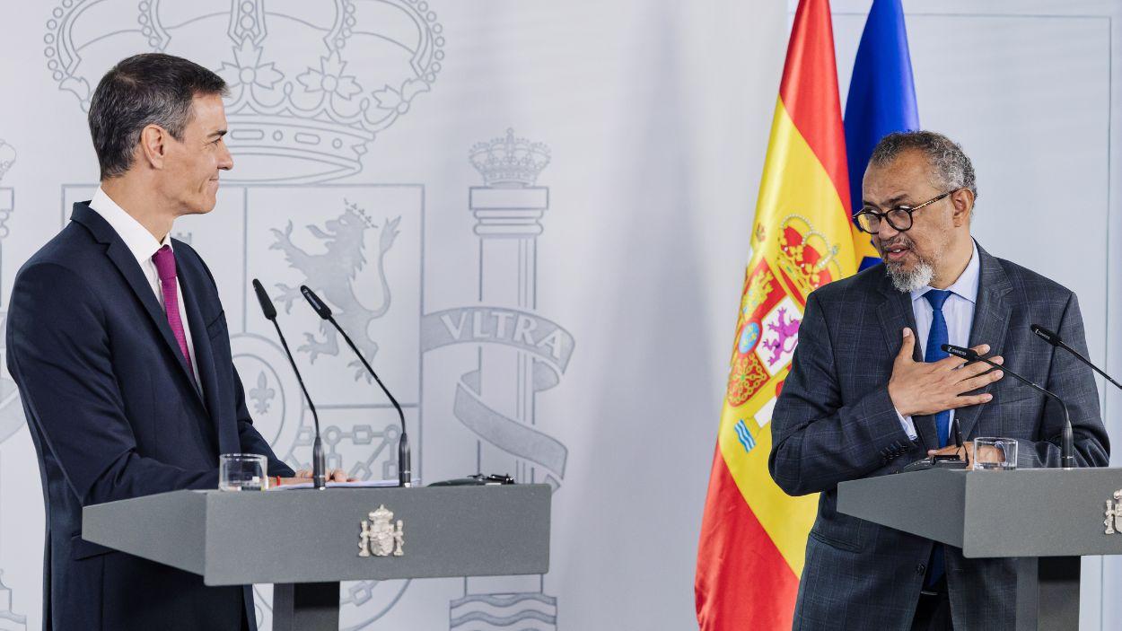 El presidente del Gobierno, Pedro Sánchez, recibe al director general de la Organización Mundial de la Salud (OMS), Tedros Adhanom. EP.